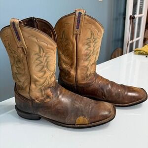 Vintage USRC Western Cowboy Boots Brown Leather | Distressed | Men's11.5D (Est.)